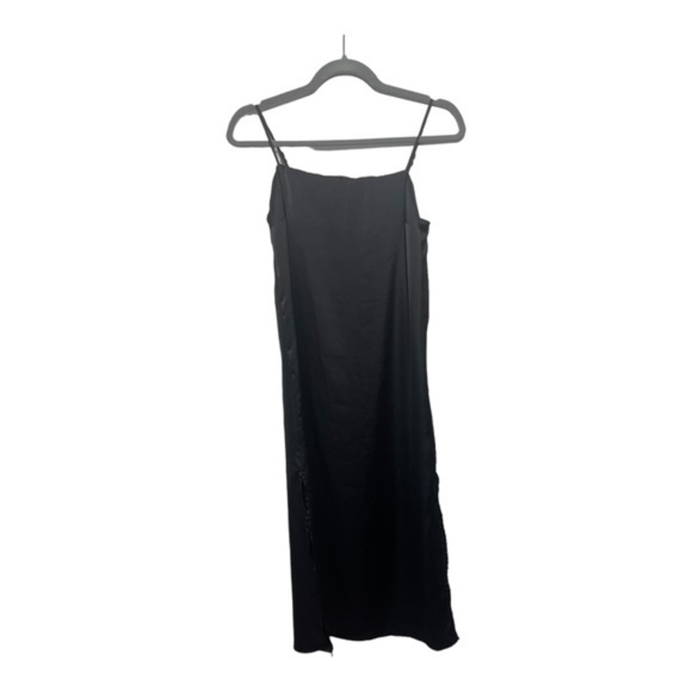 Black slip dress size xs side slit satin‎ maxi dress lightweight